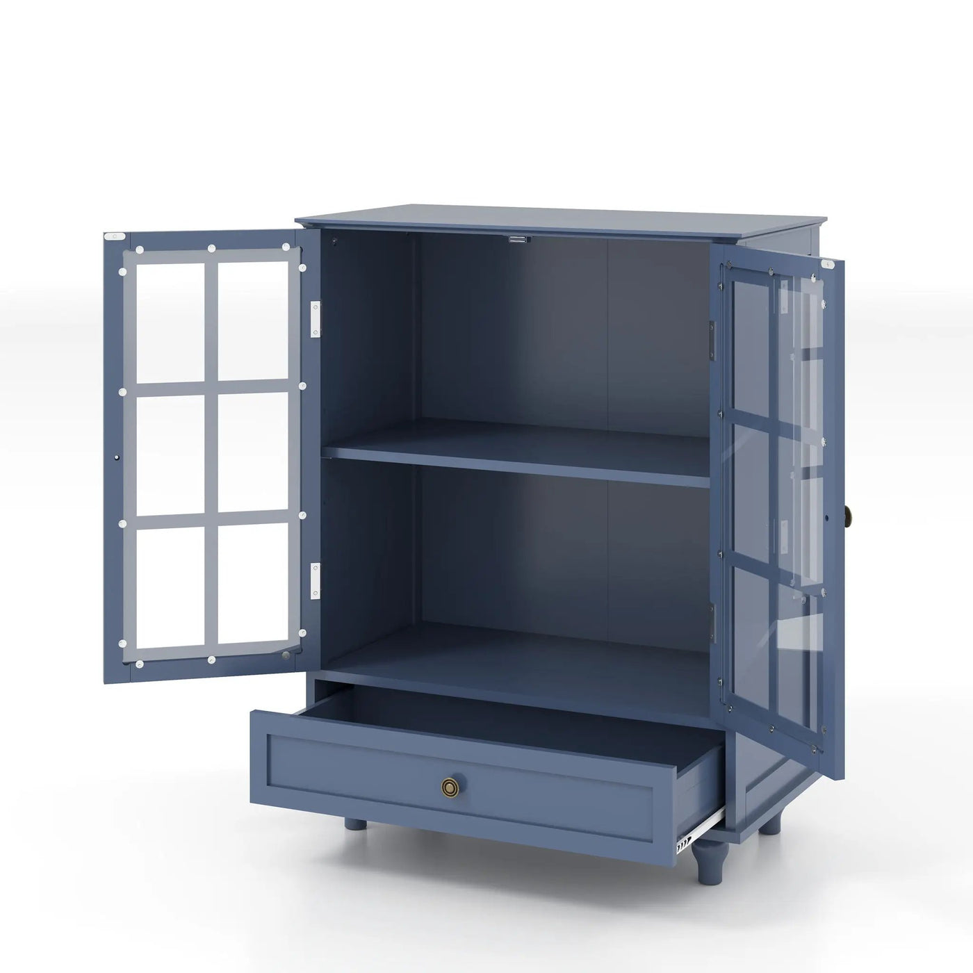 Minimalist Buffet Cabinet With Double Glass Doors And Drawer by HouseOfZazla