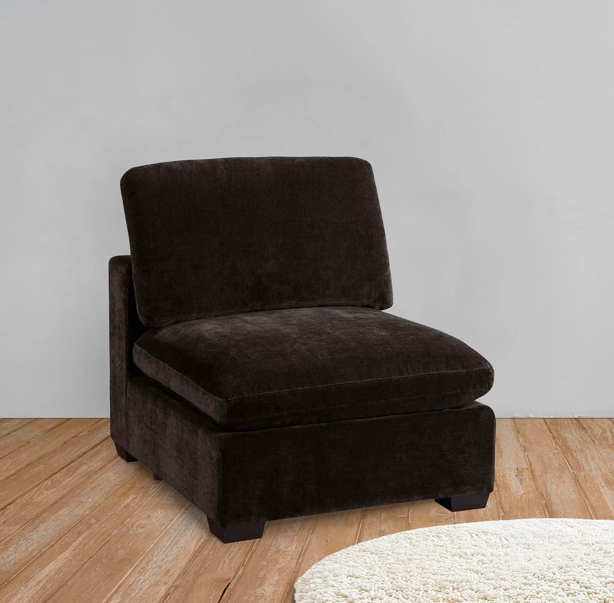 Lakeview Upholstered Armless Chair Dark Chocolate by Unique Piece Furniture