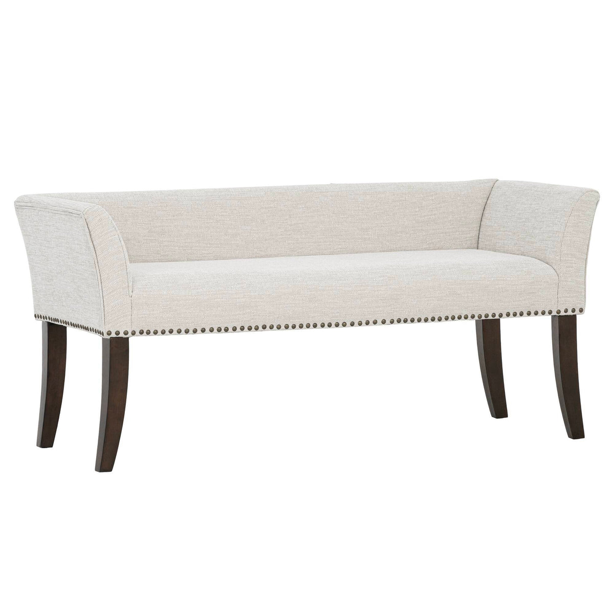 Welburn Upholstered Bench with Low Back and Flared Arms - Blue, Light Blue, or Beige, photo 3 of 32