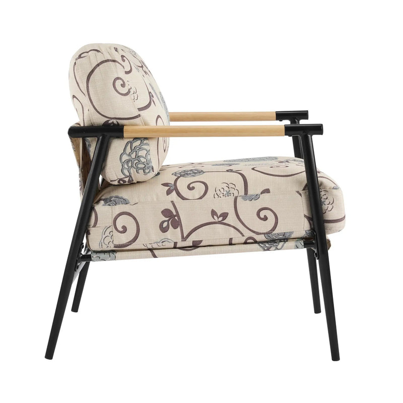 27.56" Modern Accent Chair with Plush Cushions and Wooden Armrests by HouseOfZazla