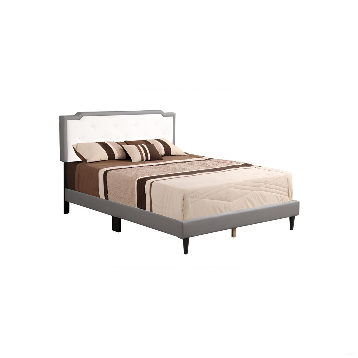Two Tone Upholstered Bed with Button Tufted Headboard - Multiple Colors, photo 2 of 23