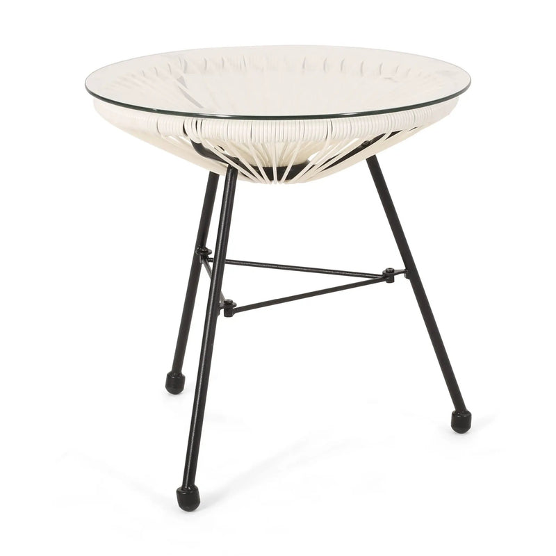 Nusa Modern Rattan Side Table With Tempered Glass Top by HouseOfZazla