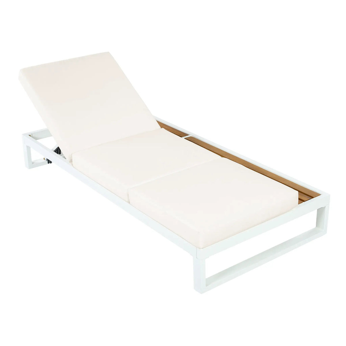 White Iron & Teak Finish Chaise Lounge Set by HouseOfZazla