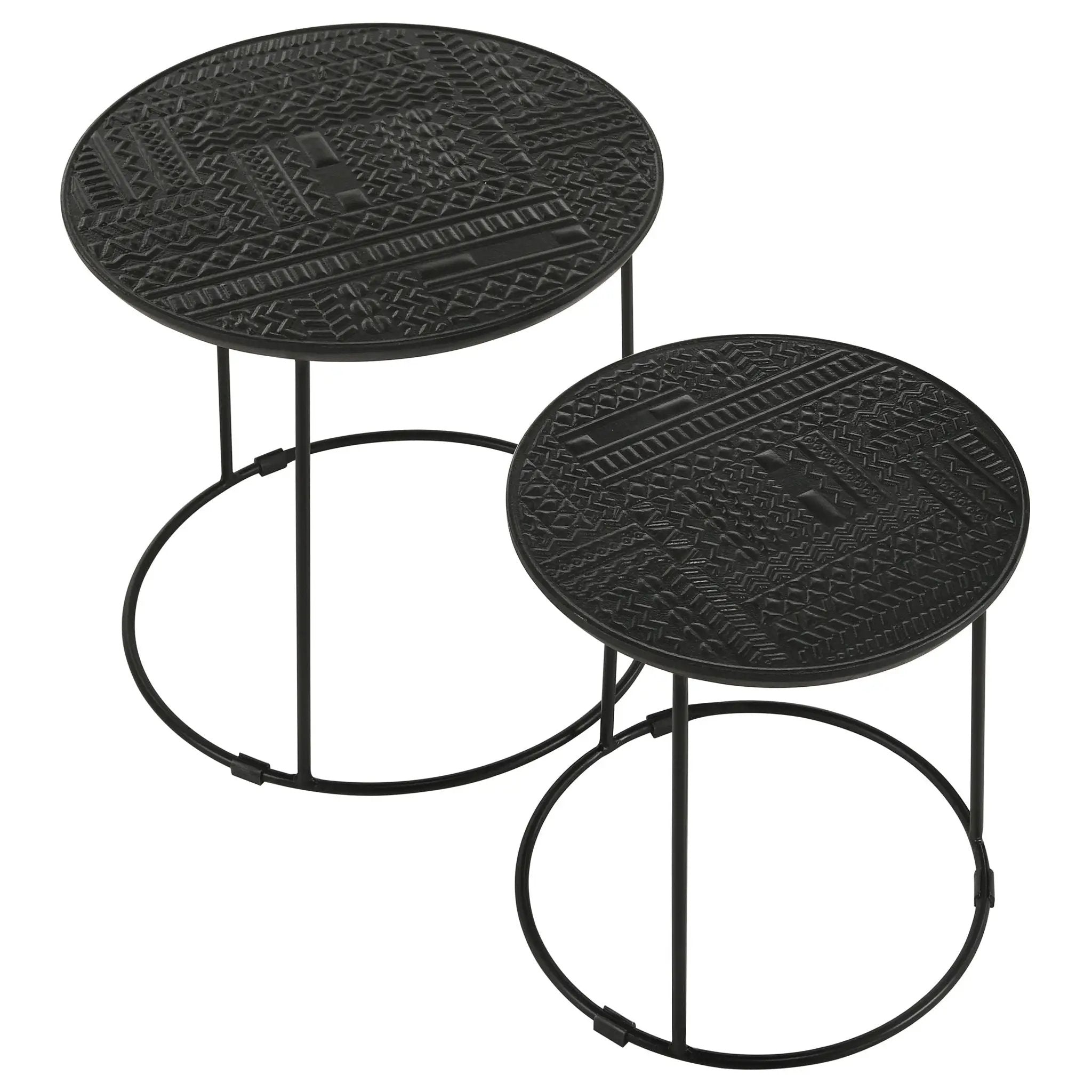 Loannis 2-piece Round Mango Wood Nesting Table Matte Black by Unique Piece Furniture