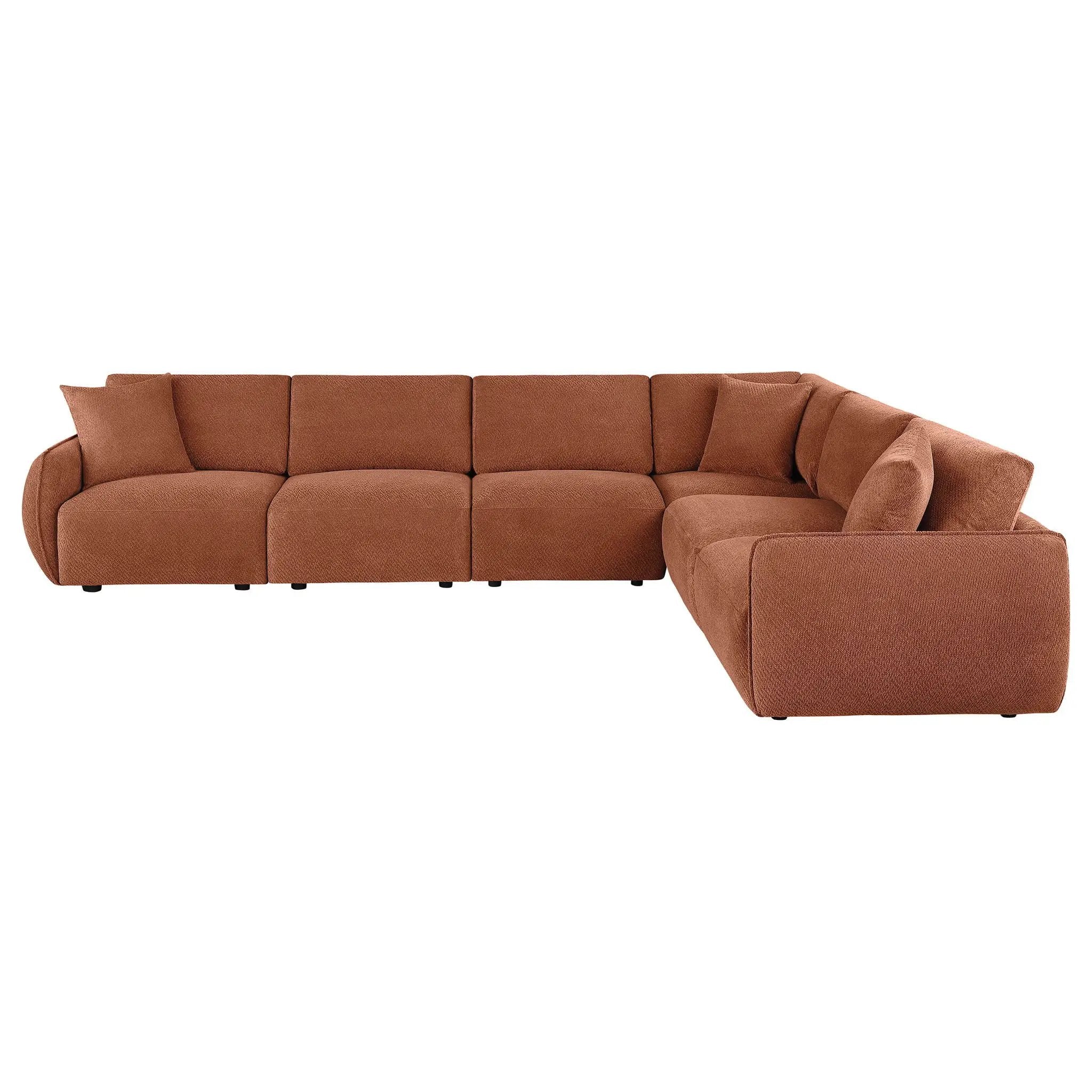 Elysia 6-piece Chenille Upholstered Modular Sectional Sofa Coral by Unique Piece Furniture