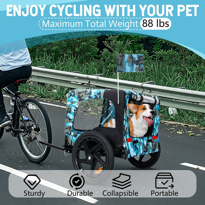 Outdoor Heavy Duty Collapsible Pet Bike Trailer with 16-Inch Wheels by HouseOfZazla