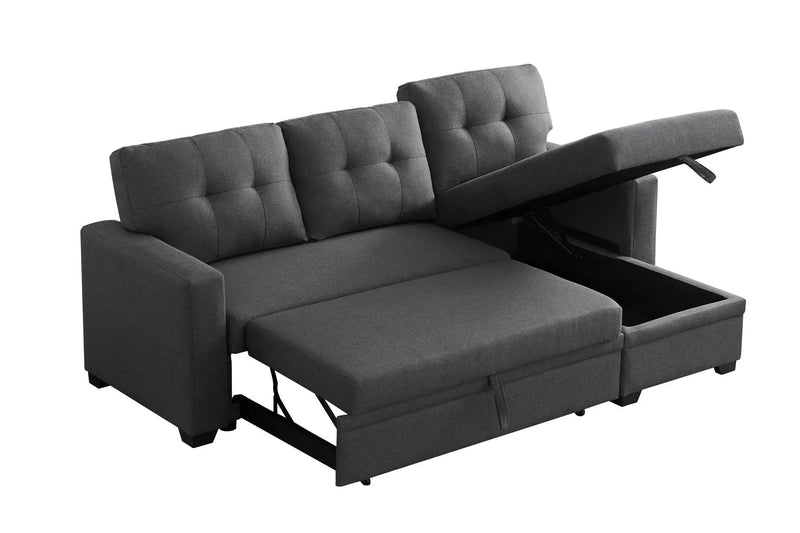 Upholstered Pull Out Sectional Sofa With Chaise by Unique Piece Furniture