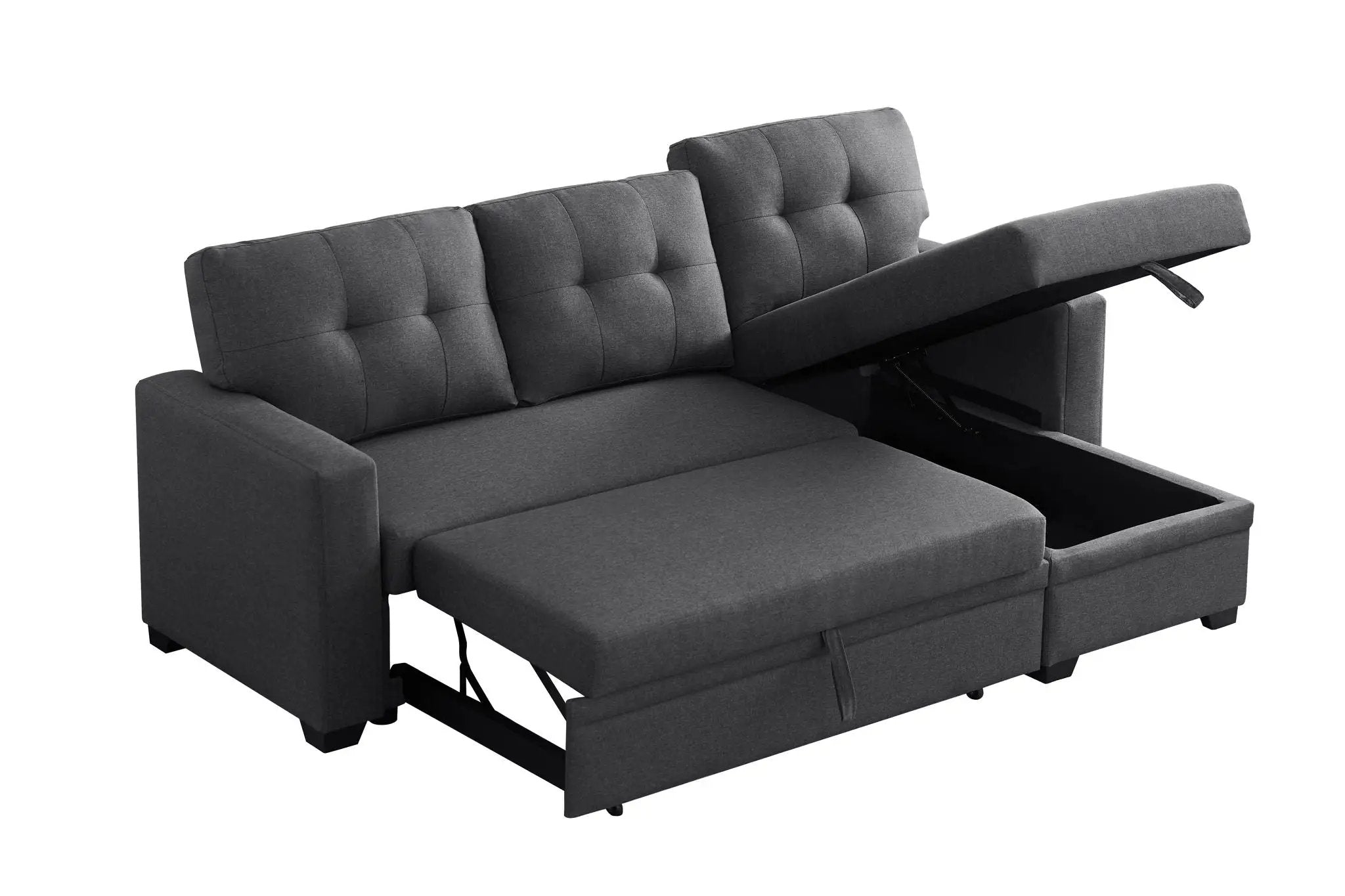 Upholstered Pull Out Sectional Sofa With Chaise by HouseOfZazla