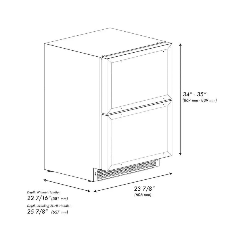 ZLINE 24" Touchstone 168 Can Outdoor-Rated Dual Refrigerator Drawer, Panel Ready Champagne Bronze, RDSPOZ-24-CB by Farmhouse Kitchen and Bath