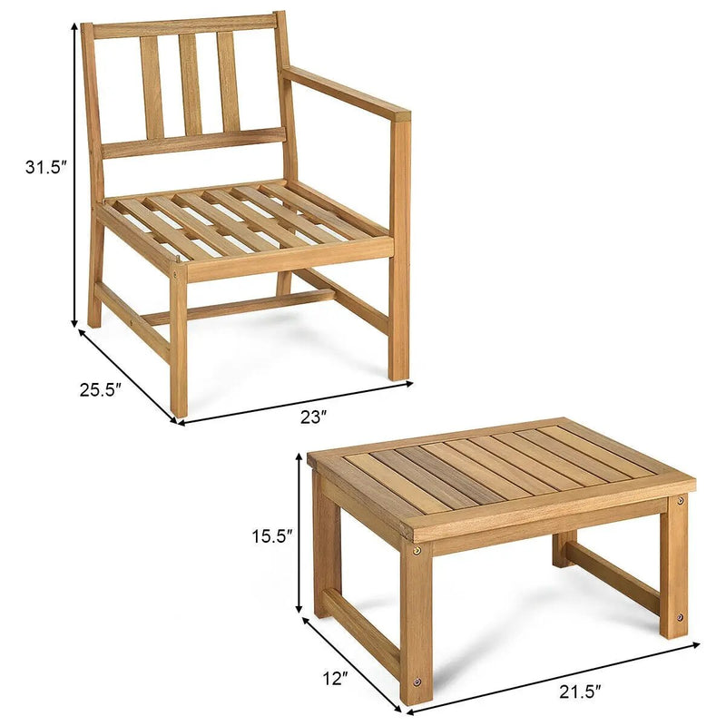 3-in-1 Acacia Wood Loveseat with Separable Coffee Table by DirectDeals