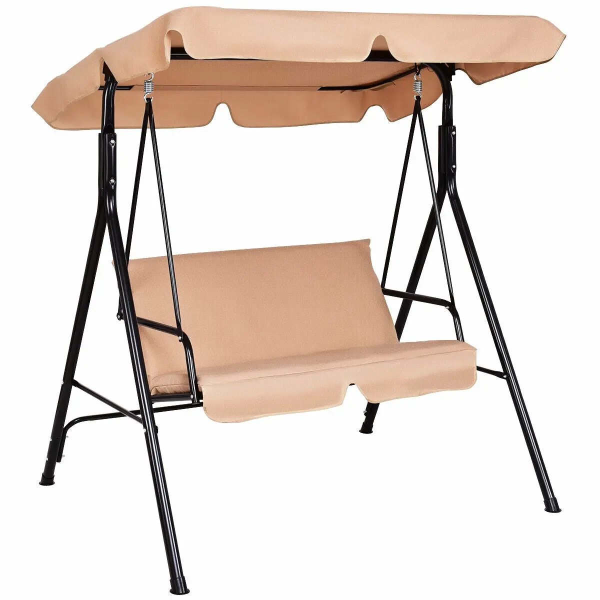 Loveseat Cushioned Patio Steel Frame Swing Glider by DirectDeals