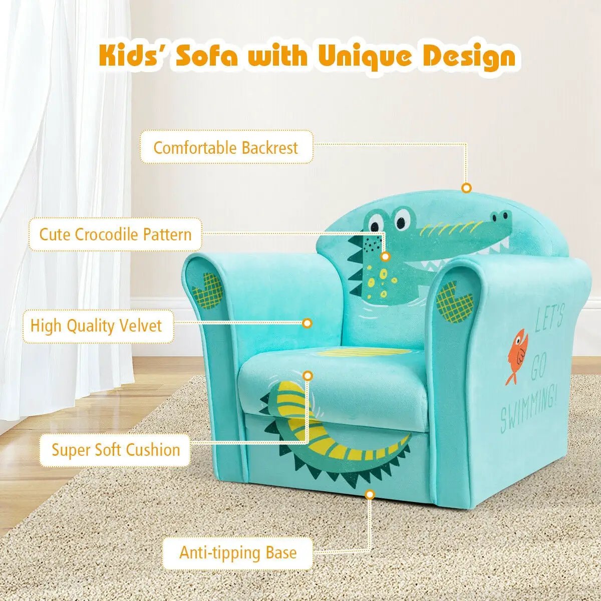 Kids Crocodile Armrest Upholstered Couch by DirectDeals