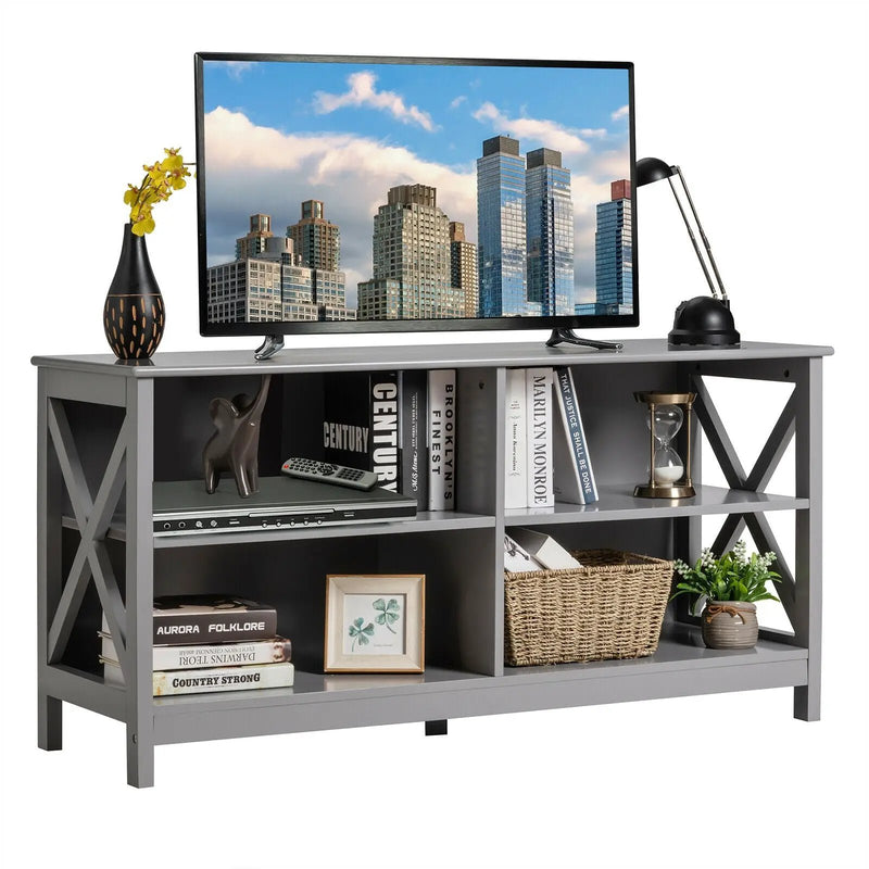 Wooden TV Stand Entertainment for TVs up to 55 Inch with X-Shaped Frame by DirectDeals