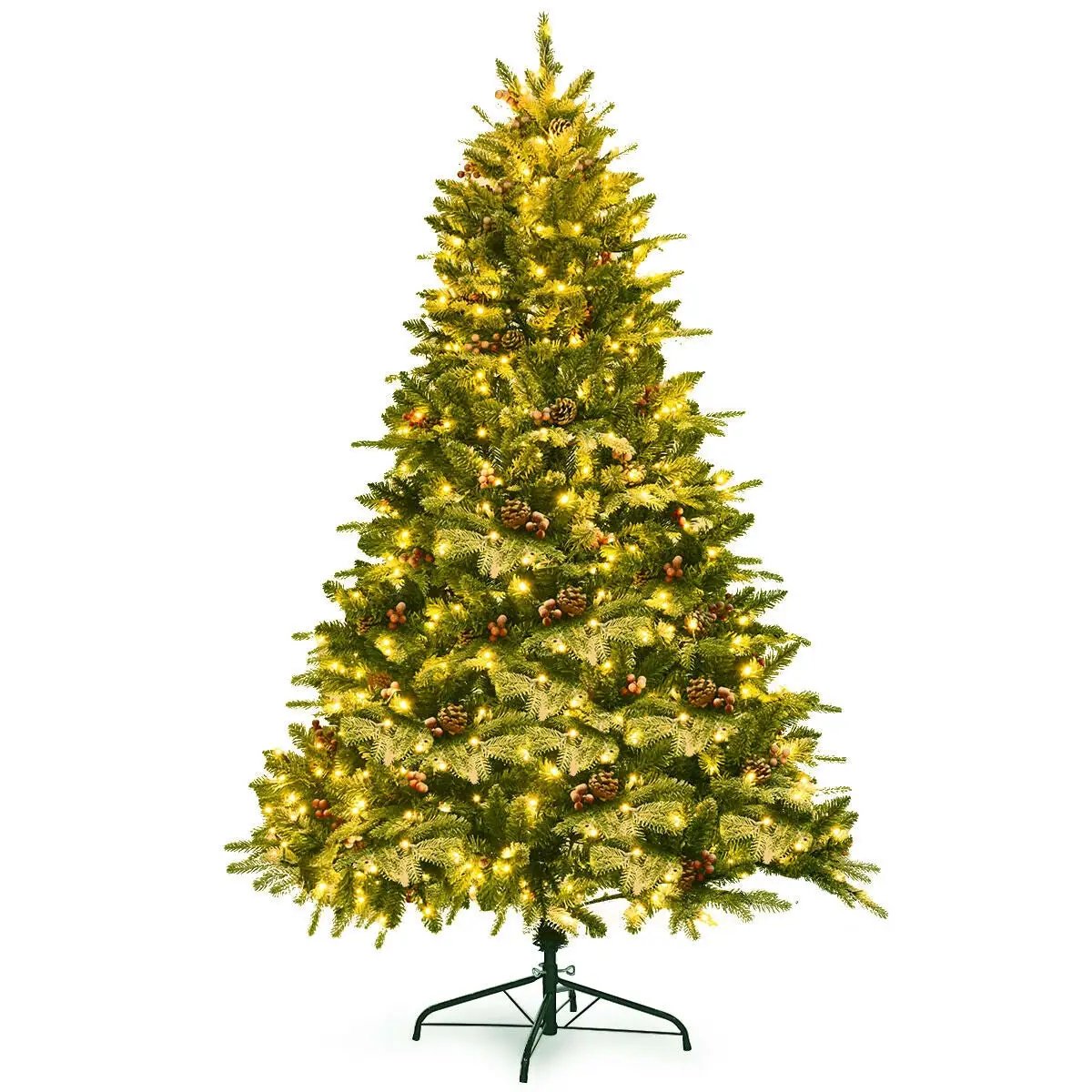 6.5 Feet Pre-lit Snow Flocked Hinged Artificial Christmas Tree by DirectDeals