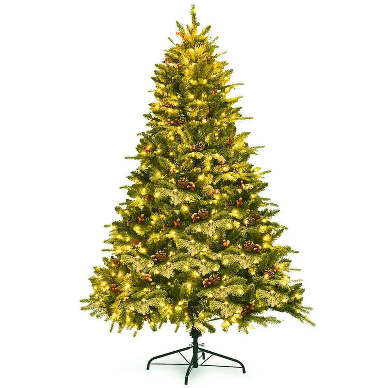 6.5 Feet Pre-lit Snow Flocked Hinged Artificial Christmas Tree by DirectDeals
