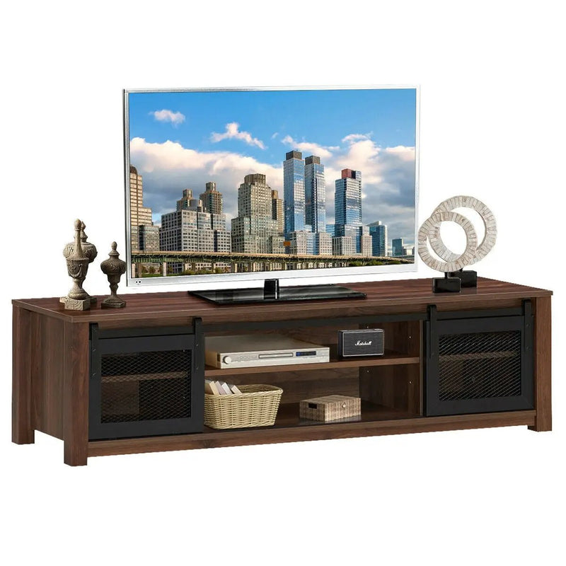 TV Stand Entertainment Center for TV's up to 65 Inch with Adjustable Shelves-Brown by DirectDeals