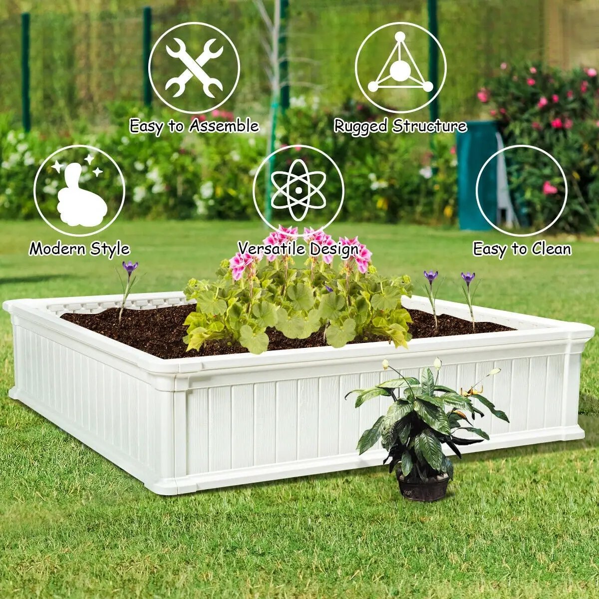 48 Inch Raised Garden Bed Planter for Flower Vegetables Patio by DirectDeals
