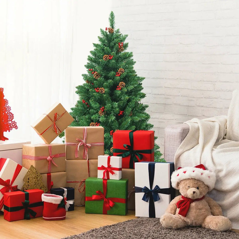 4.5 Feet Pre-lit Hinged Christmas Tree with 300 LED Lights by DirectDeals
