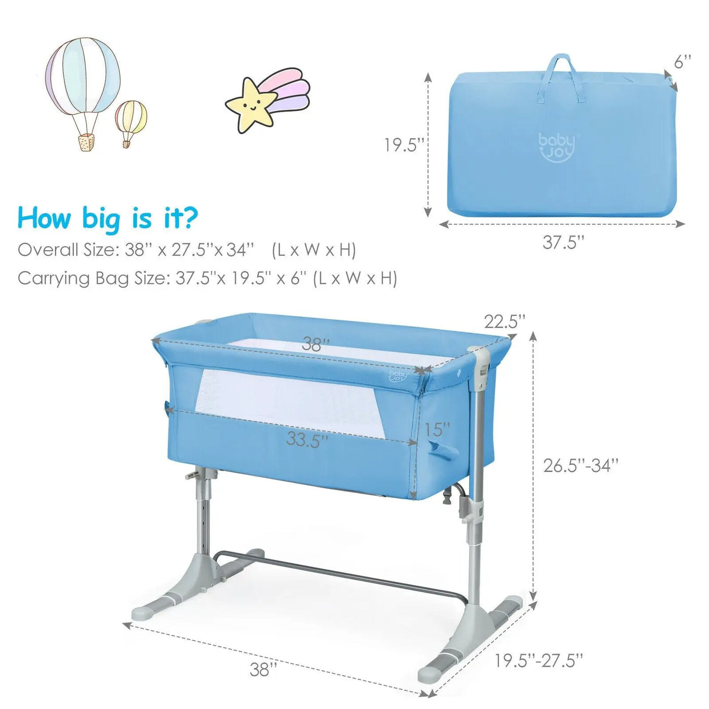 Travel Portable Baby Bed Side Sleeper Bassinet Crib with Carrying Bag by DirectDeals