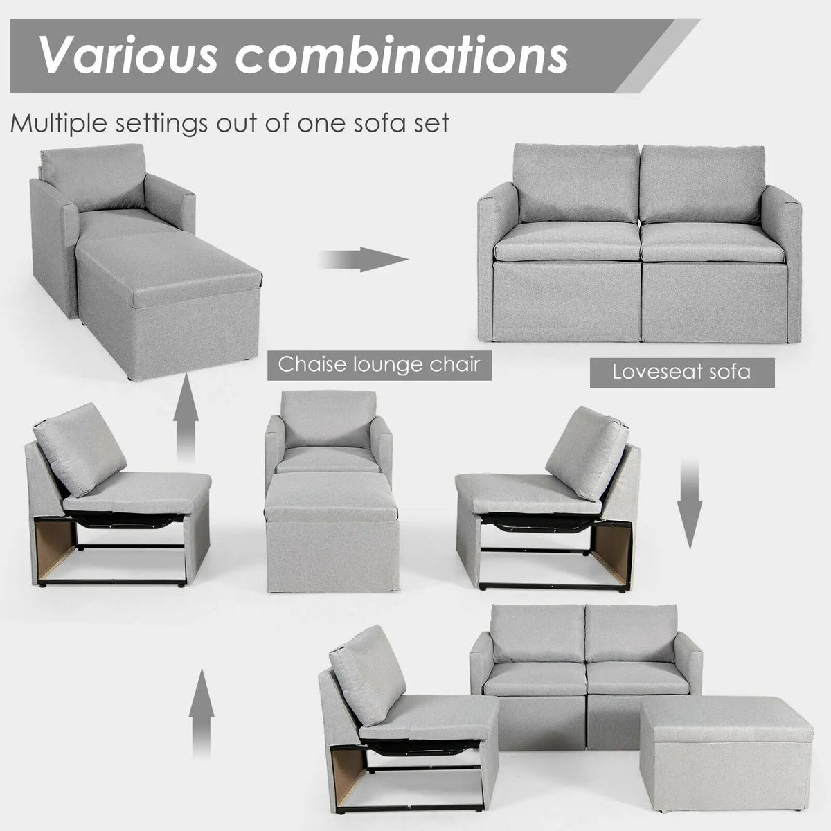 Convertible L-Shaped Sectional Sofa Couch with Reversible Chaise by DirectDeals