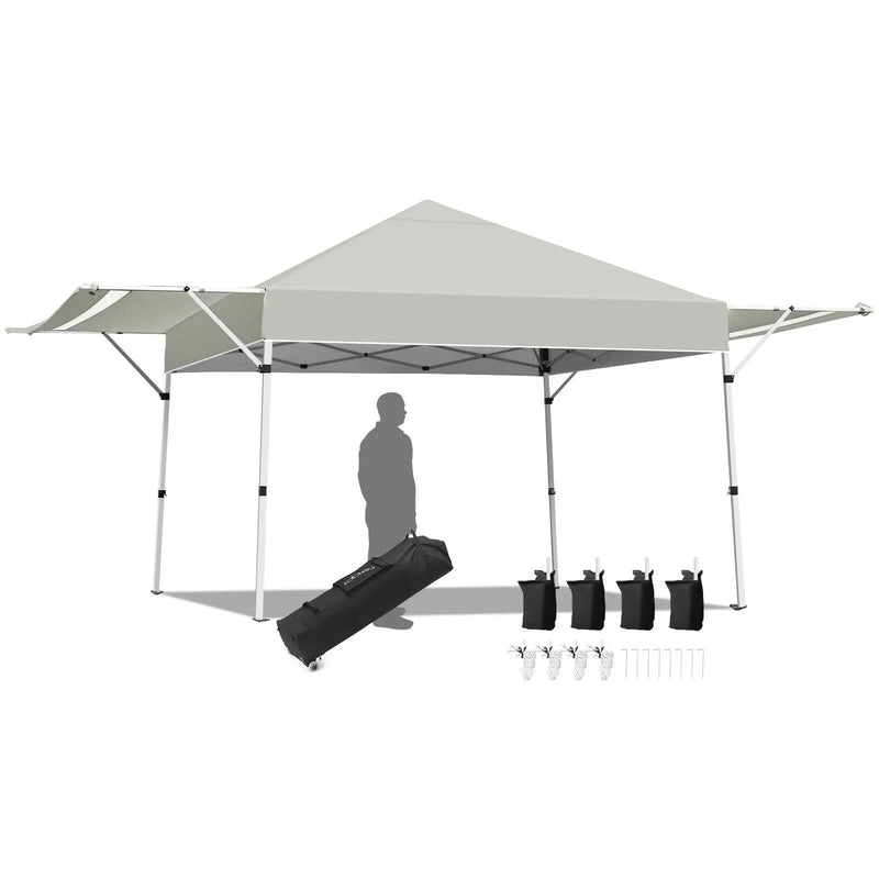 17 Feet x 10 Feet Foldable Pop Up Canopy with Adjustable Instant Sun Shelter by DirectDeals