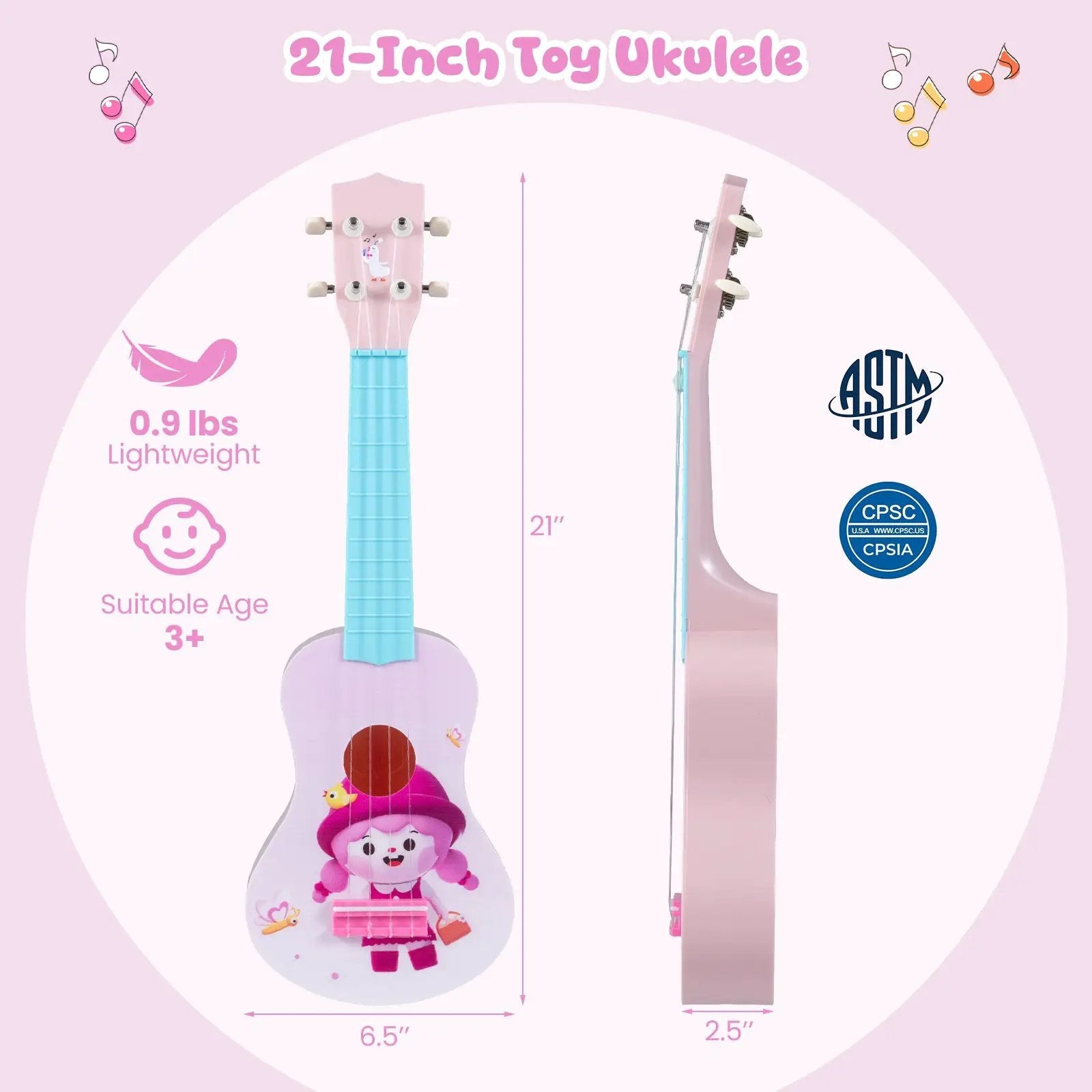21 Inch Children Mini Ukulele with 4 Nylon Strings and 12 Frets by DirectDeals