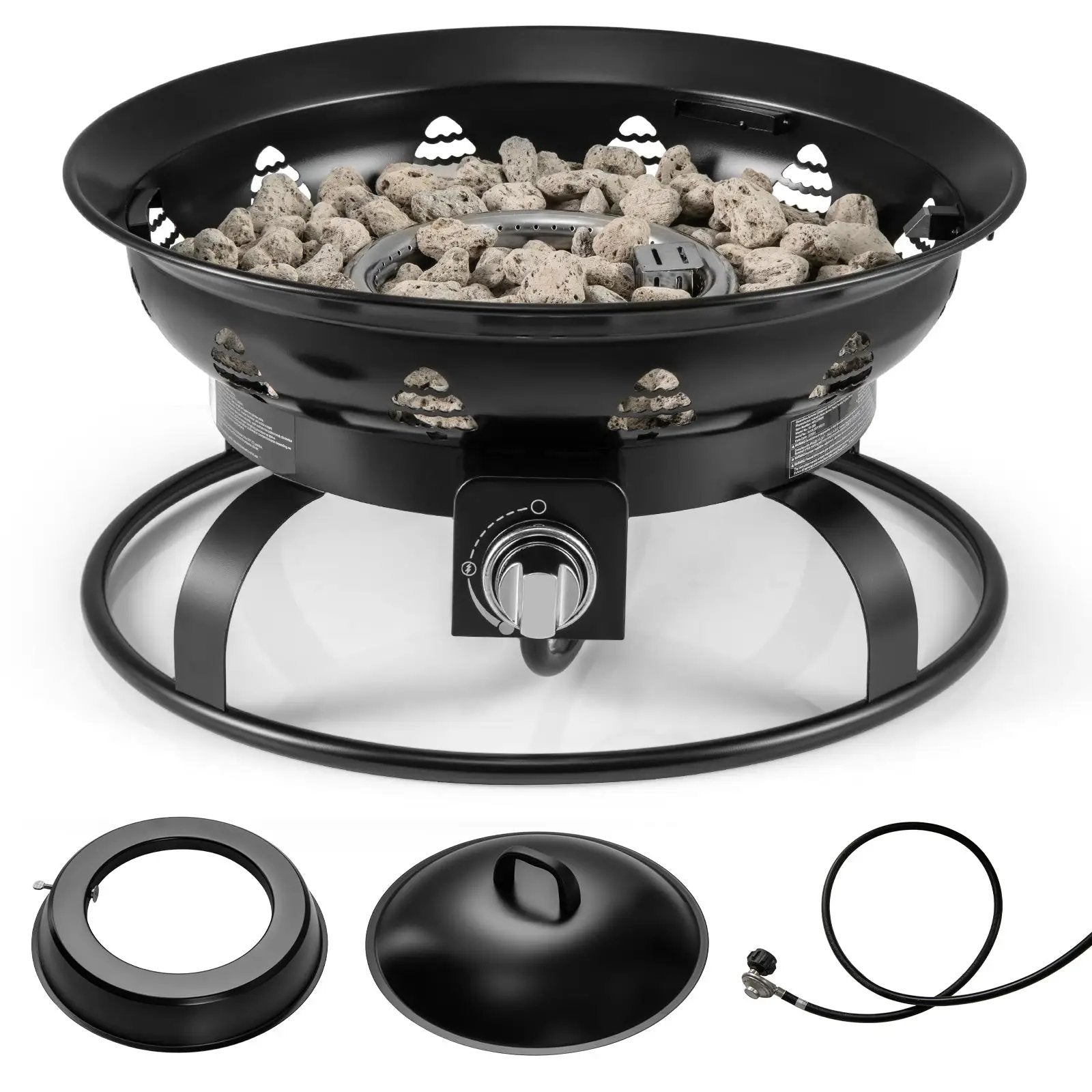 21 Inch Diameter Propane Gas Fire Pit Patio Portable Fire Bowl-Black by DirectDeals