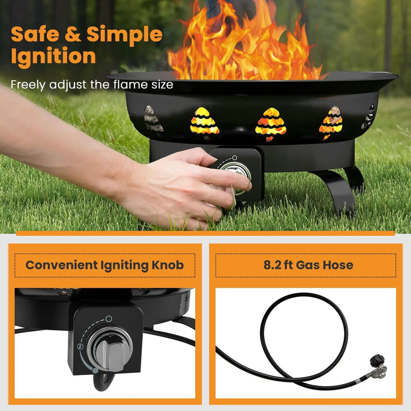 21 Inch Diameter Propane Gas Fire Pit Patio Portable Fire Bowl-Black by DirectDeals