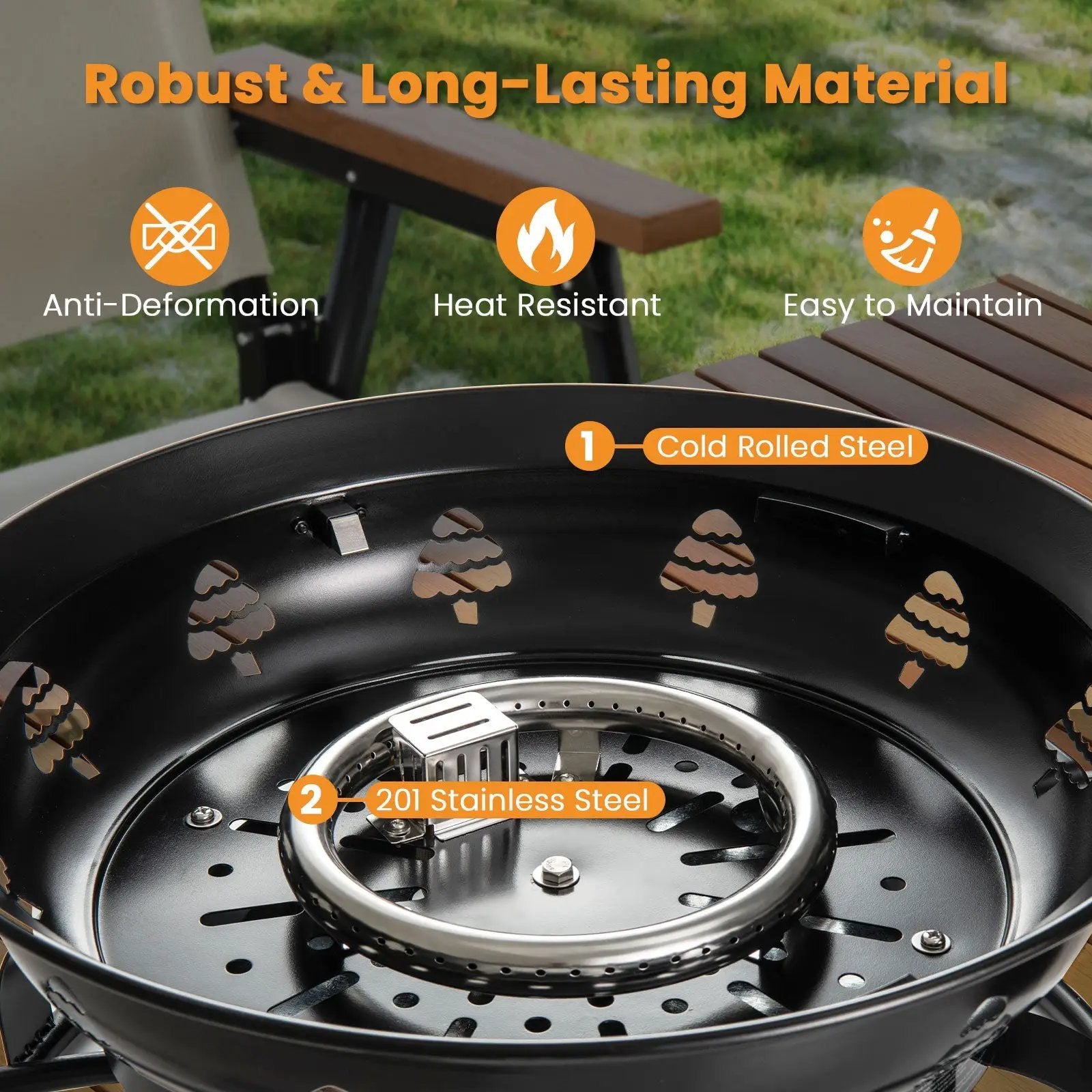 21 Inch Diameter Propane Gas Fire Pit Patio Portable Fire Bowl-Black by DirectDeals