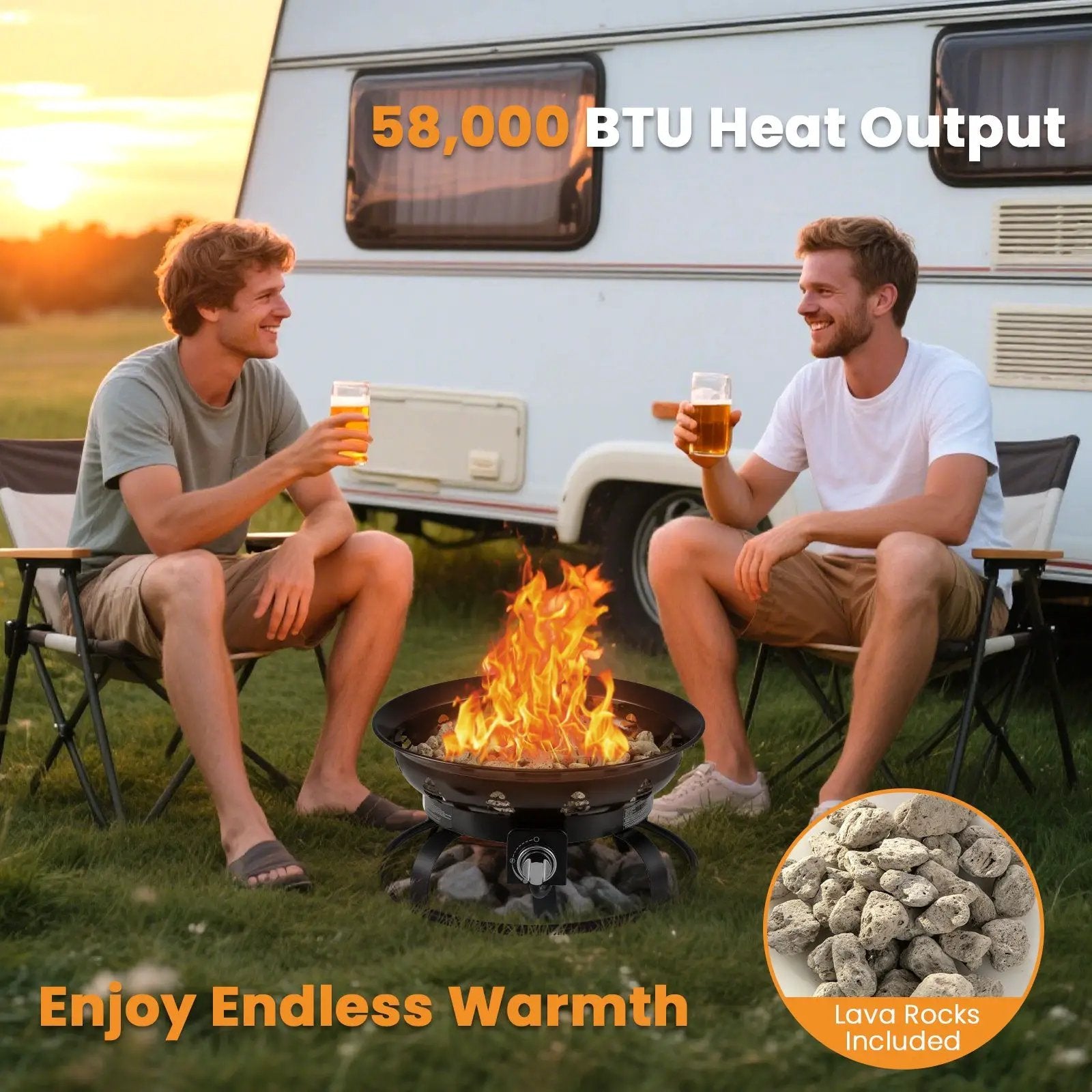21 Inch Diameter Propane Gas Fire Pit Patio Portable Fire Bowl-Black by DirectDeals
