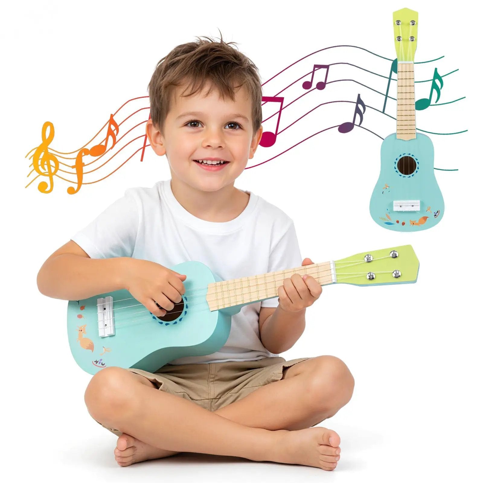 21 Inch Ukulele Guitar for Kids with Basswood Body for 3+ Years Old by DirectDeals