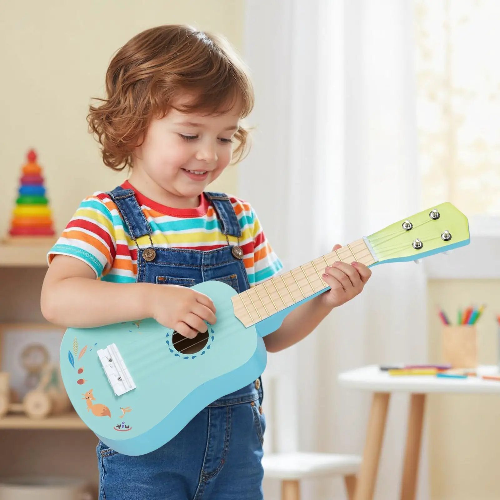 21 Inch Ukulele Guitar for Kids with Basswood Body for 3+ Years Old by DirectDeals