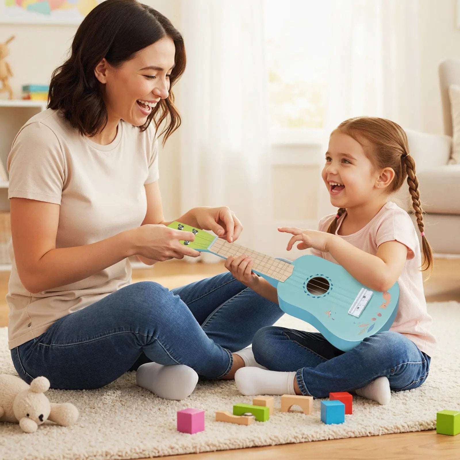 21 Inch Ukulele Guitar for Kids with Basswood Body for 3+ Years Old by DirectDeals