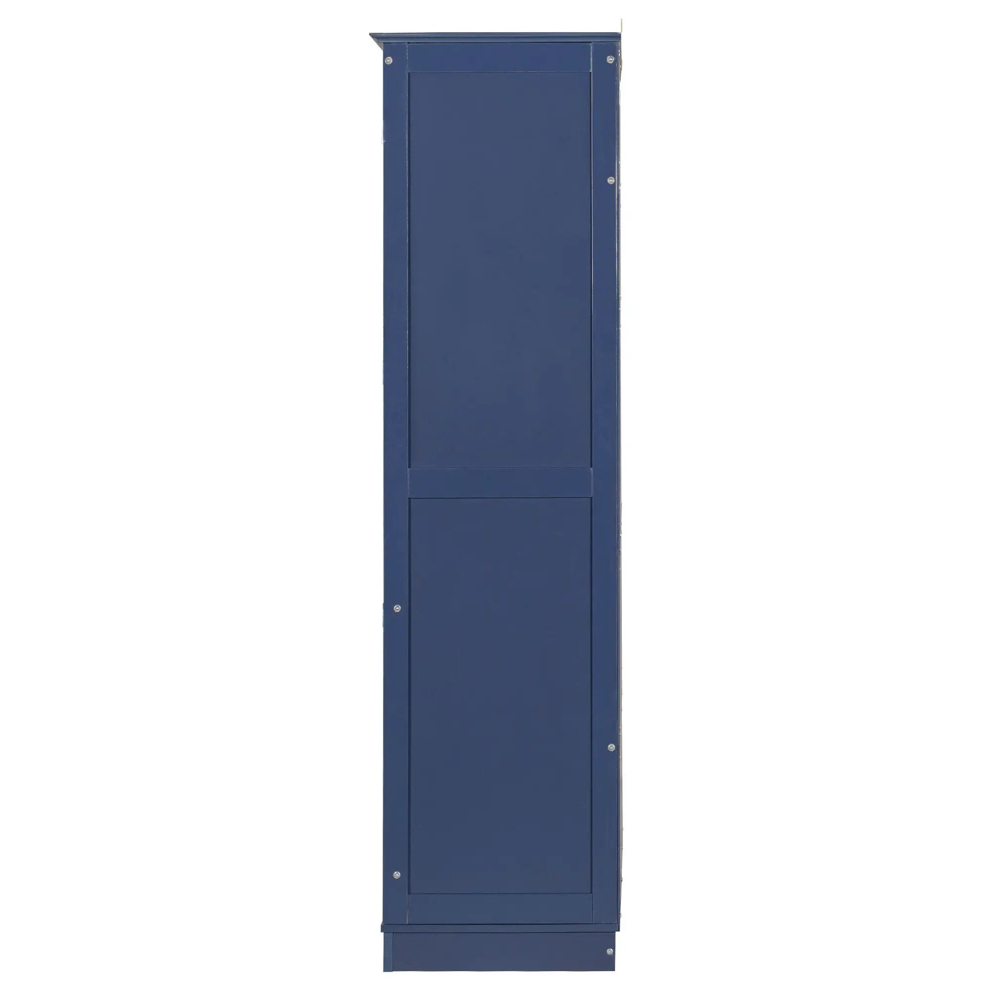 Kitchen Pantry, Freestanding Kitchen Storage Cabinet Display Cabinet With Glass Doors And 4 Built In Drawers For Living Room, Home Office - Blue by HouseOfZazla