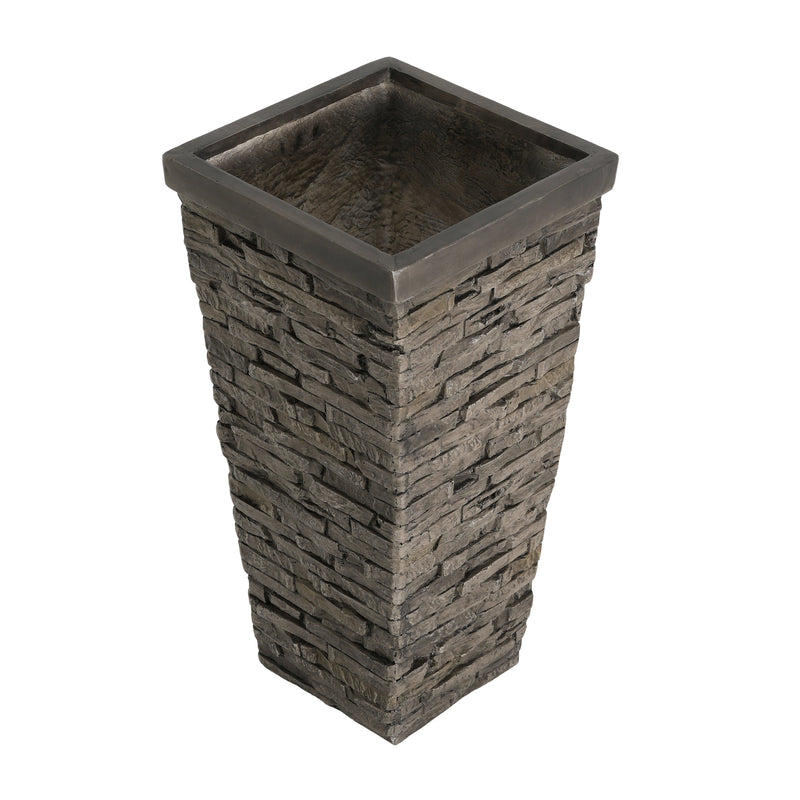 Tall Stone-Effect Square Planter by HouseOfZazla