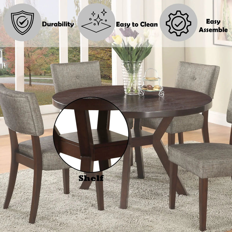 Drake - 5 Pieces Dining Room Set - Espresso / Gray by HouseOfZazla