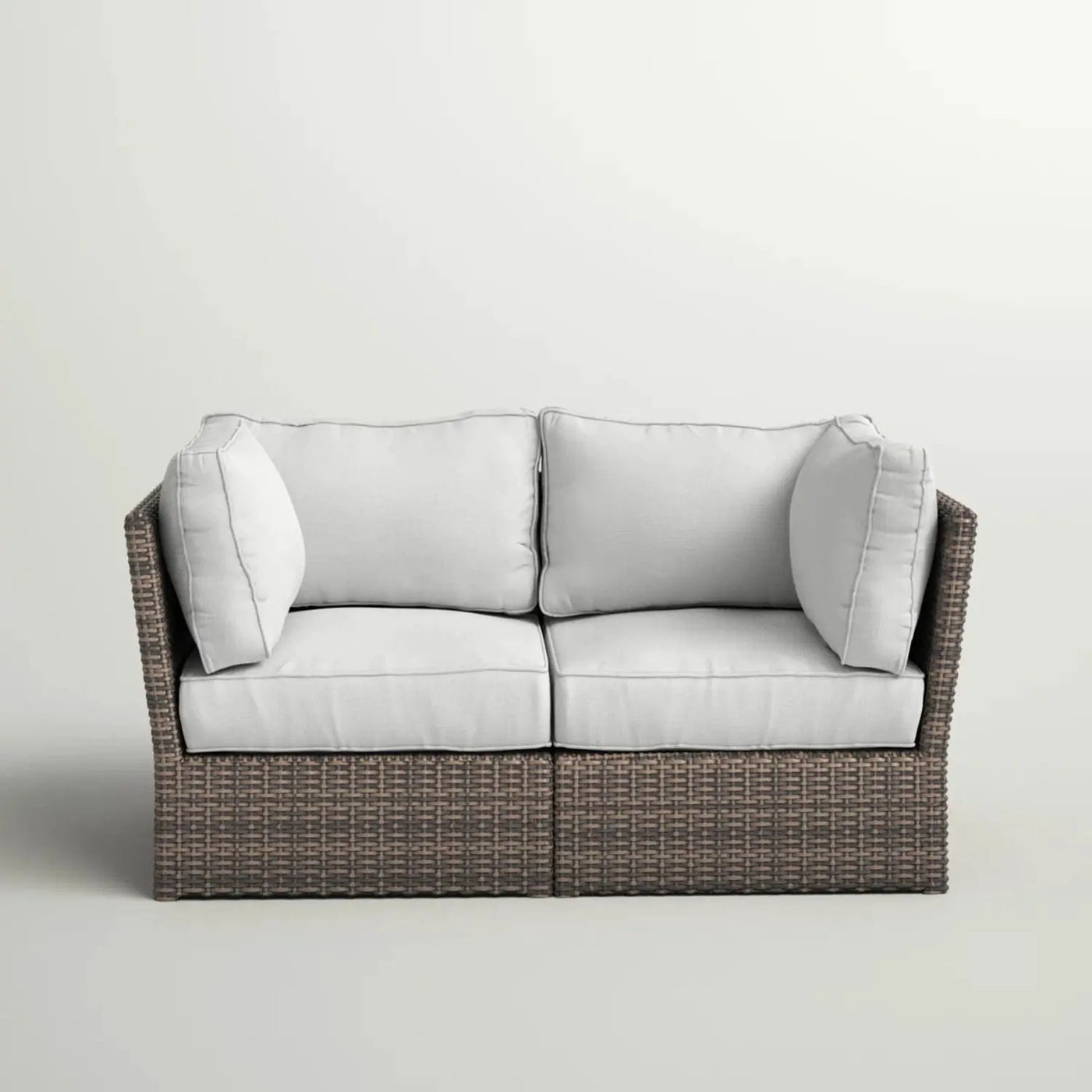 Modern Patio Wicker Loveseat With Cushions by HouseOfZazla