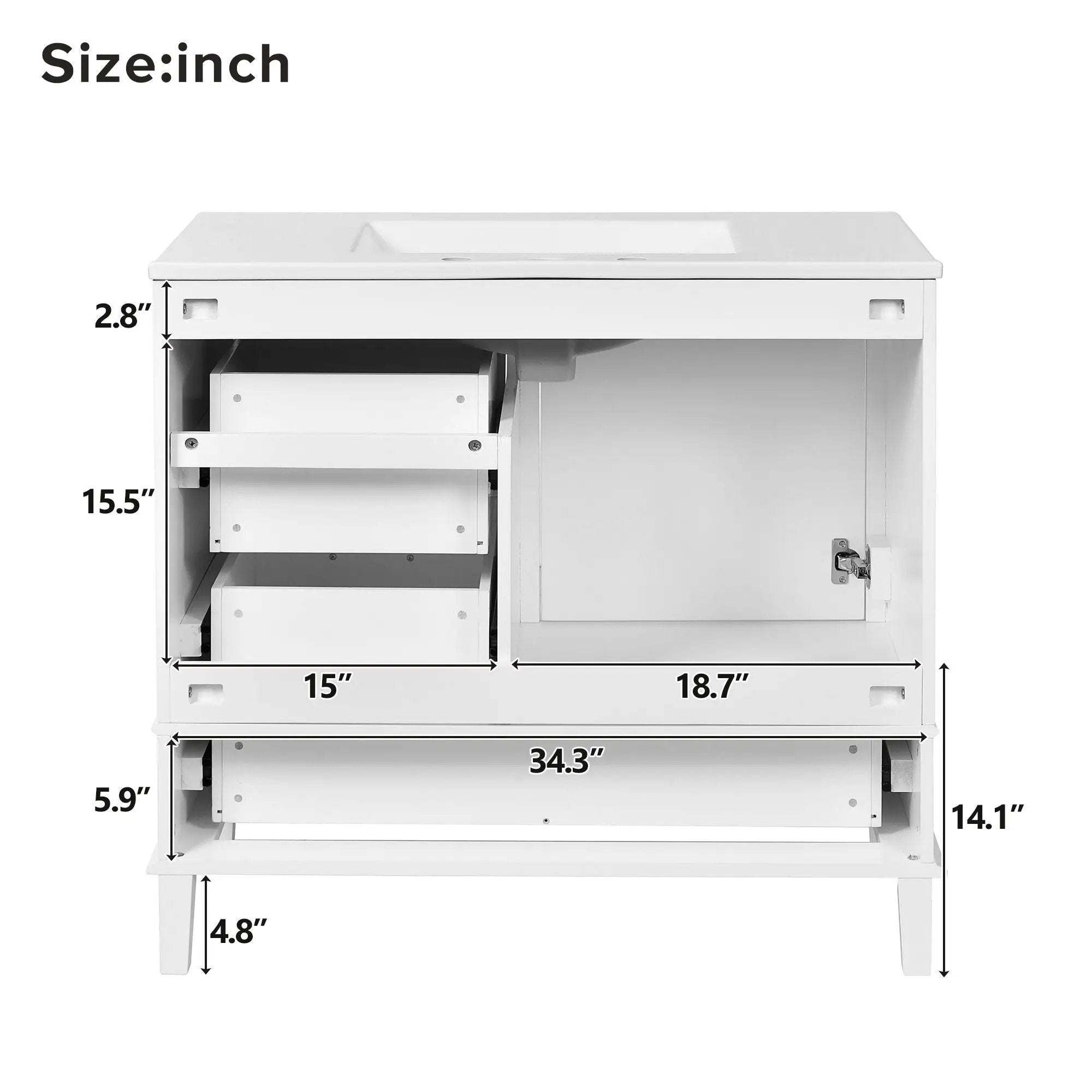Bathroom Vanity, Modern Bathroom Cabinet With Sink Combo Set, Bathroom Storage Cabinet With A Soft Closing Door And 3 Drawers, Solid Wood Frame by HouseOfZazla
