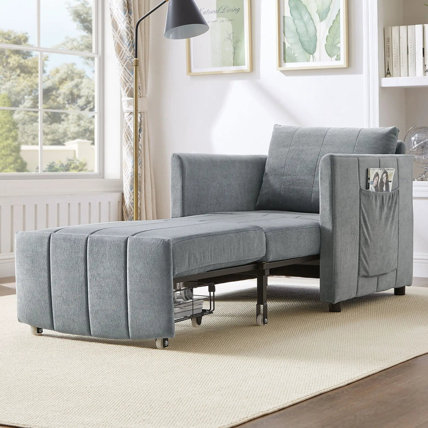 Upholstered Convertible Sleeper Sofa With 5 Position Backrest, Side Pockets, Storage by HouseOfZazla