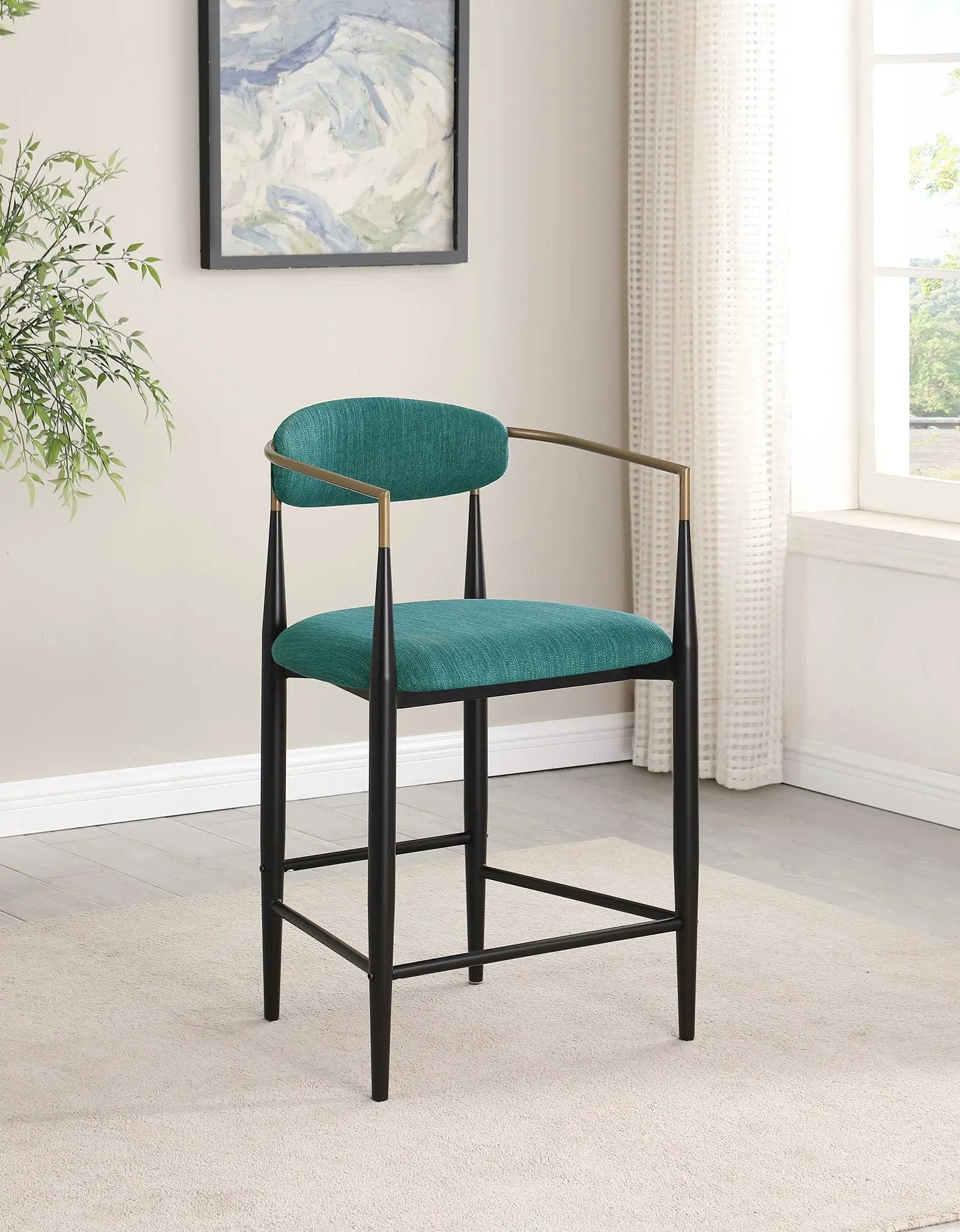 Tina Fabric Upholstered Counter Chair Green (Set of 2) by Unique Piece Furniture