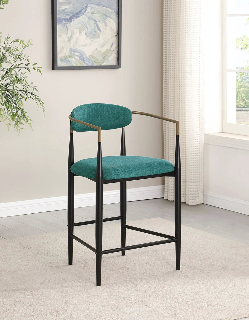 Tina Fabric Upholstered Counter Chair Green (Set of 2) by Unique Piece Furniture