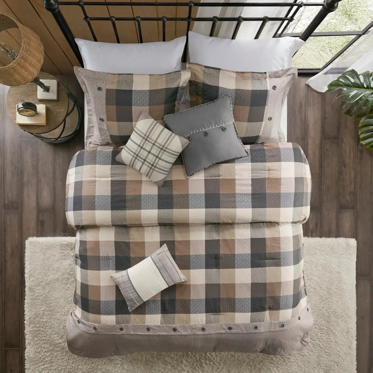 7 Piece Herringbone Comforter Set Neutral King by HouseOfZazla