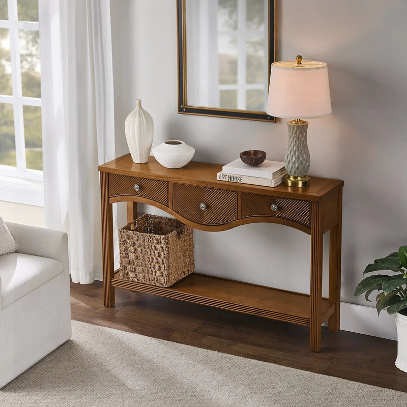 52'' Fluted Wood Console Table with 3 Drawers by HouseOfZazla