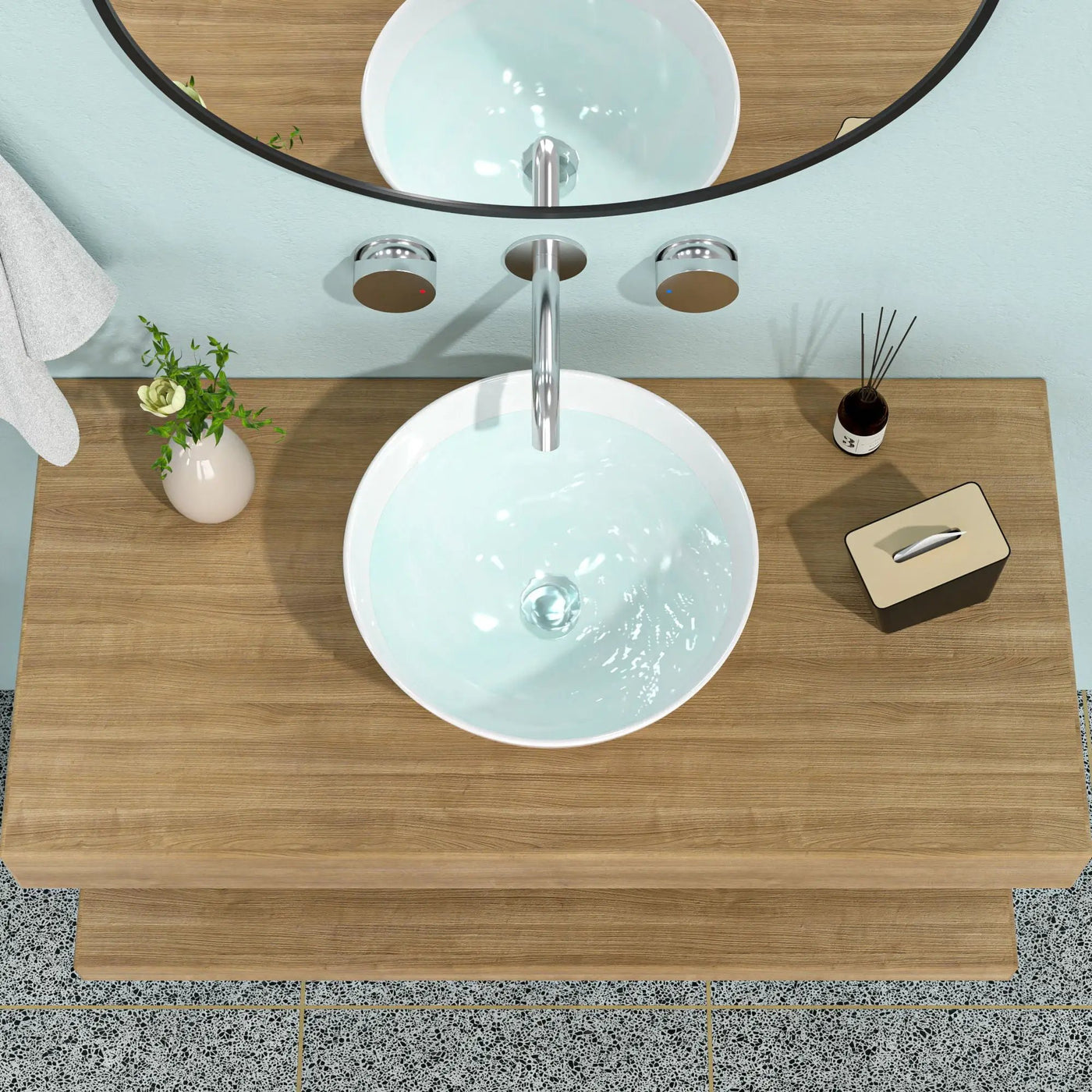 Modern Ceramic Circular Vessel Bathroom Sink by HouseOfZazla