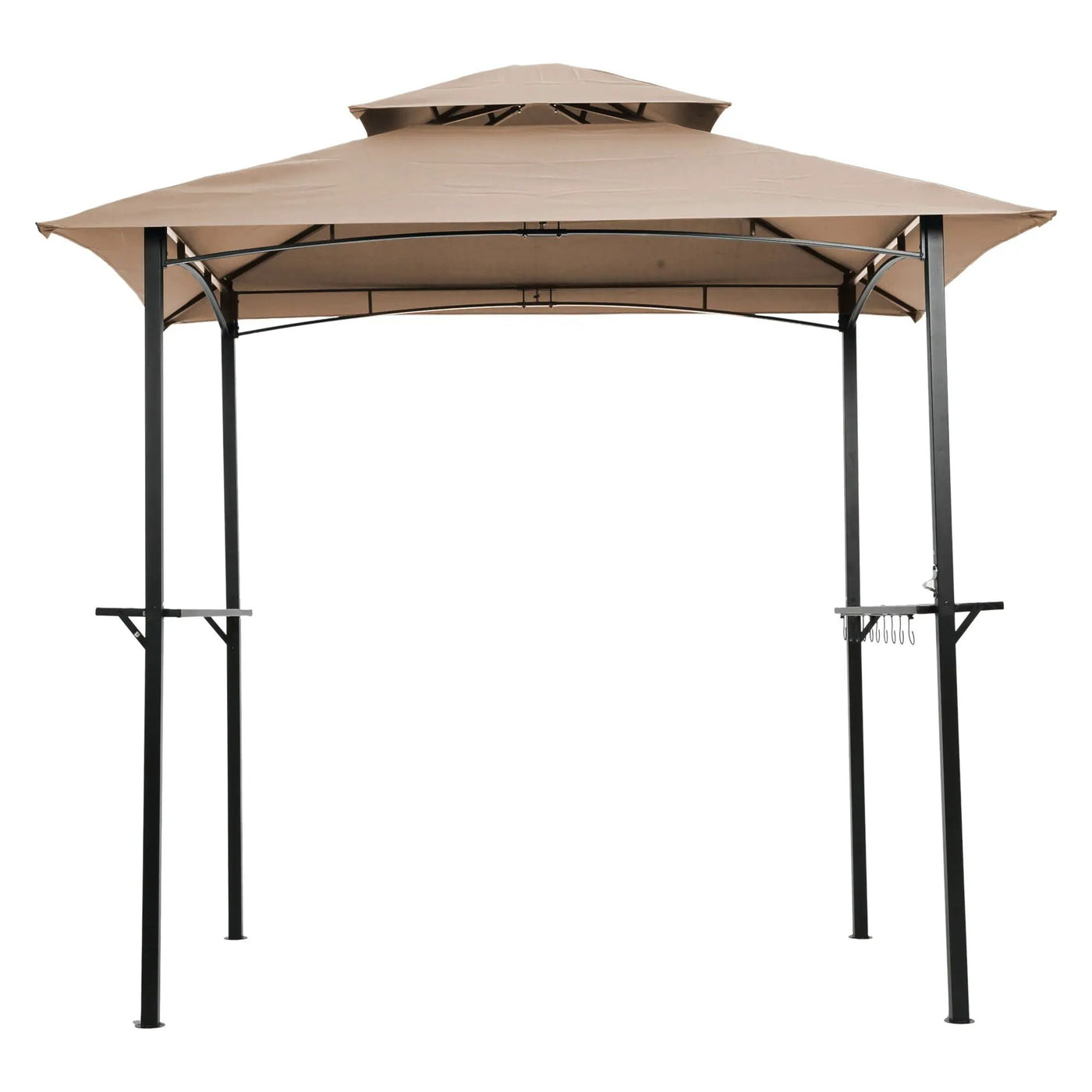 Outdoor Grill Gazebo With Double Tier Soft Top Canopy, Steel Frame, Bar Counters & Hook by HouseOfZazla
