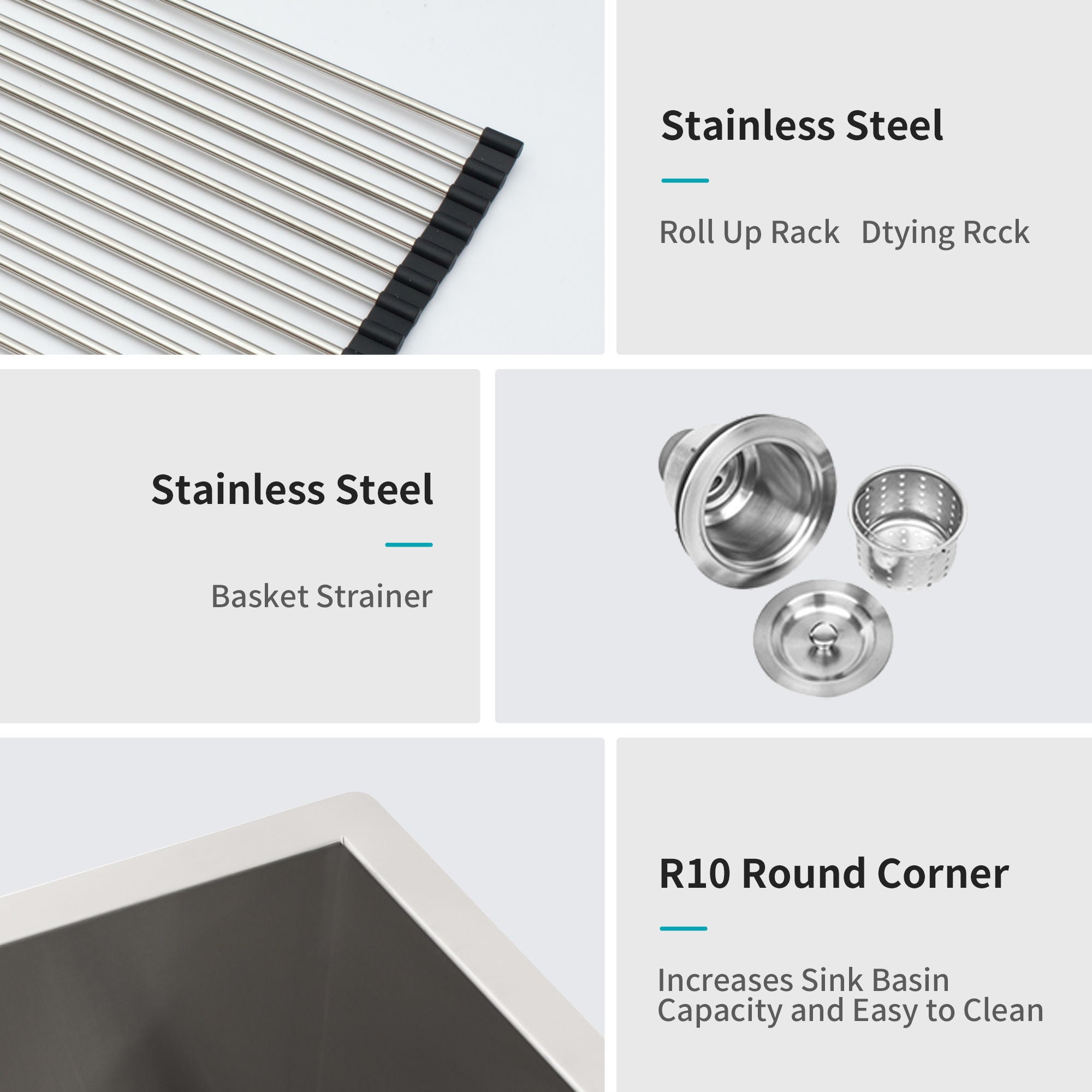 Modern Double Bowl Undermount Kitchen Sink 50 / 50 Design Stainless Steel by HouseOfZazla