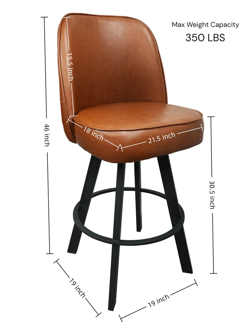Set of 2 Commercial Grade Swivel Button-Tufted Back Bar Stools by HouseOfZazla