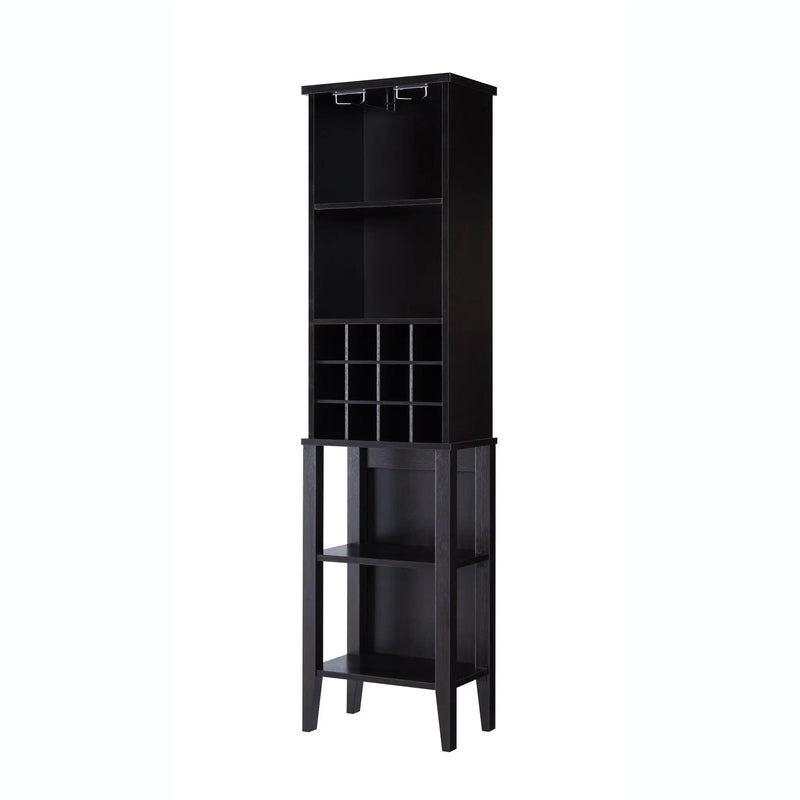 Wooden Wine Bottle Rack Metal Wine Glass Rack Four Shelves - Red Cocoa / Espresso by Unique Piece Furniture