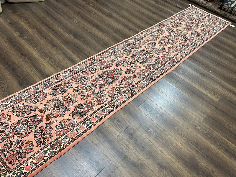 Persian Sarouk Runner Rug 2.9 x 13.6, Wool Floral Hand Knotted Runner by Jewel Rugs