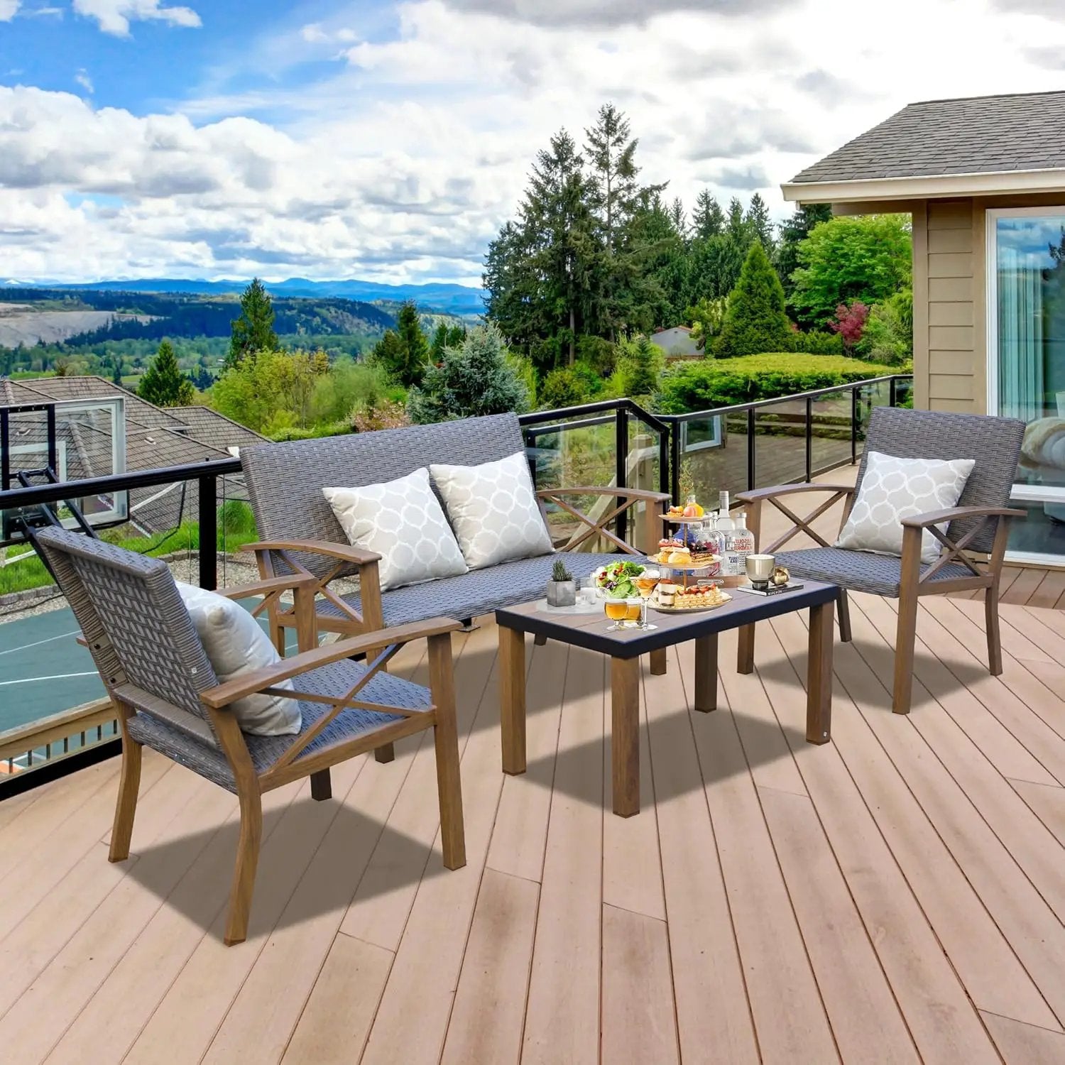 Aluminum Patio Furniture Set, 4-Piece Modern Conversation Set by HouseOfZazla